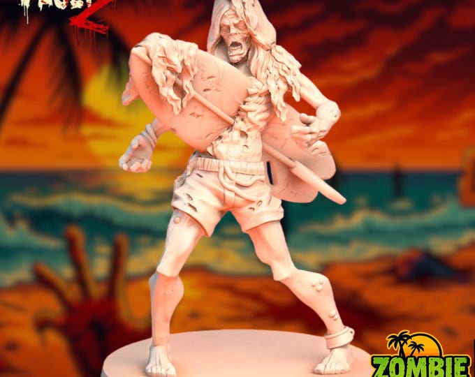 Impaled Surfer Zombie Miniature | Tropical Horror Beach Undead for Survival Games | By Vaultz