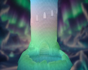 Arctic Glow Dice Tower | Glow-in-the-Dark TTRPG Dice Roller | 7.5'' Tower with Tray
