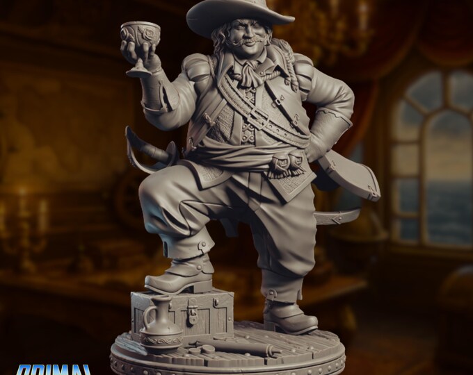 Wealthy Noble Moneylender NPC | Rich Merchant Miniature | Toasting Aristocrat or Guildmaster | By Primal Collectibles.