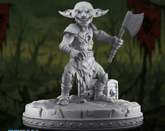 Goblin Raider Miniature: Axe-Wielding Ambusher for D&D