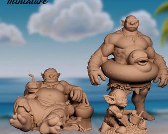 Orc Family Beach Day Miniatures: Funny Fantasy Resin Figures
