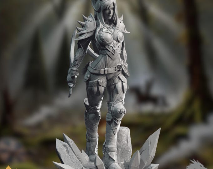 Female Tiefling Rogue Mini | Shadow Assassin Miniature with Daggers | By DM Stash