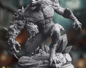 Large Werewolf Mini | Monstrous Werewolf Boss Lycanthrope Paintable Miniature | By DM Stash