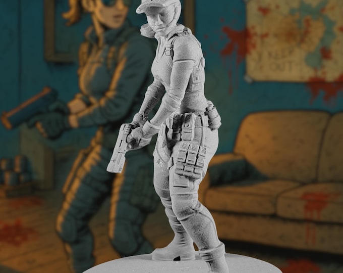 Female Tactical Gunner Mini | Urban Commando Survivor Girl with Pistol for Urban Zombie Survival Games | By Vaultz