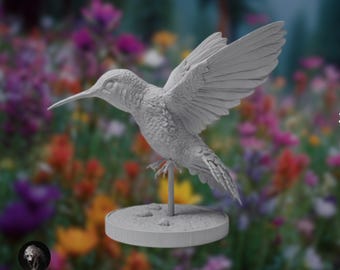 Flying Hummingbird Resin Figure | Paintable Bird Model for Nature Dioramas | By Animal Den Miniatures