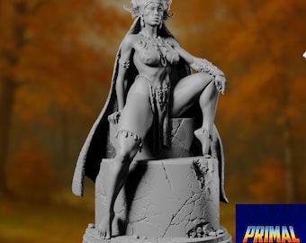 Enchanted Royal Sorceress Miniature | Seductive Warlock Throne Queen for 5e Campaigns | By Primal Collectibles