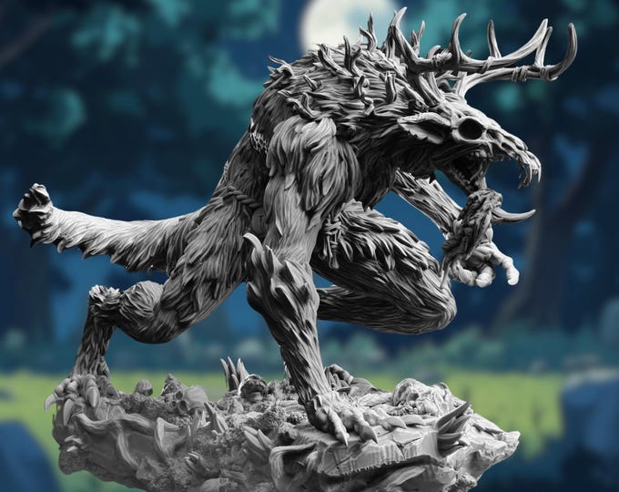 Were-Wendigo Mini | LARGE SCALE Antlered Beast | Eldritch Horror | Forest Monstrosity Miniature |  by DM Stash