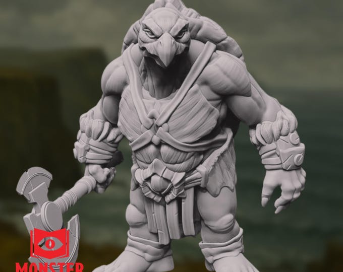 Hulking Tortle Barbarian with Axe | Muscular Shelled Fighter Warrior for 5e Fantasy Games | By Monster Atlas