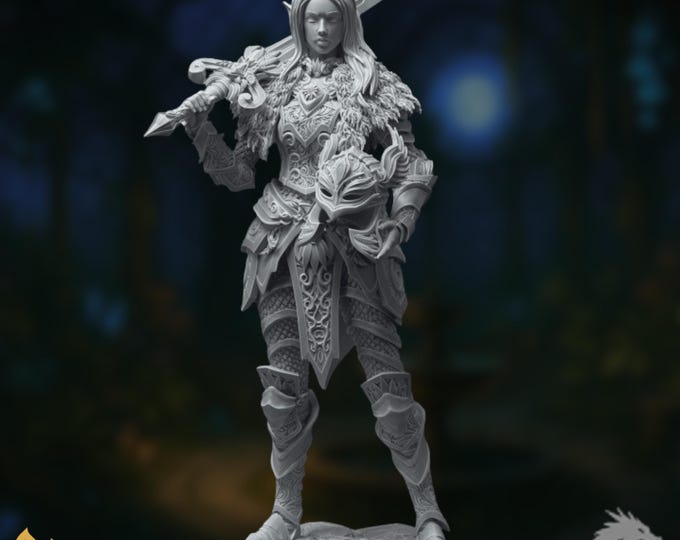 Female Elf Fighter Mini | Elven Eldritch Knight | Battle Master Warrior | By DM Stash
