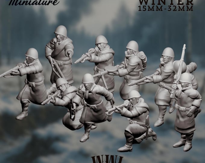 WWI Soldier Miniatures | Western Front Russian Infantry Mini Set for Historical Games or Dioramas | By Eskice Miniatures
