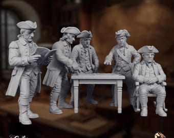 Revolutionary War Officers Mini Set | Colonial Command Table Miniatures | Historical Military Diorama by Eskice