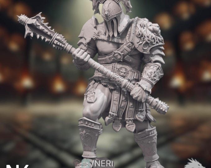 Skullcrusher Barbarian Mini | Zealot Barbarian Miniature | Heavy Mace Warlord | By Nerikson
