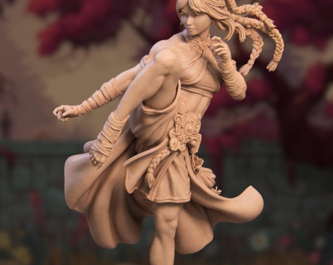 Elegant Kung Fu Warrior Resin Model Kit | Graceful Martial Arts 75mm or 140mm High Detail Collector Statue | By Nerikson
