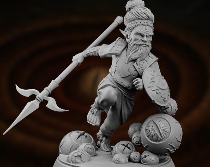 Halfling Spear Fighter Mini | Small Lightfoot Monster Slayer Miniature for 5e TTRPGs | By TPK Labs