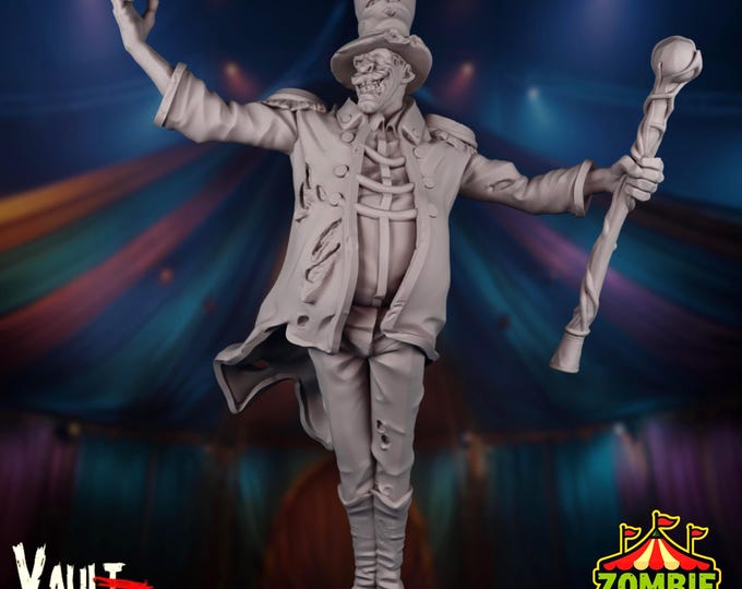 Zombie Circus Ringmaster Mini | Undead Carnival Boss Villain NPC Miniature | By Vaultz