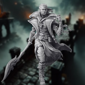 Elven Knight Warlock  Mini | Elf Battlemage Miniature | By Nerikson