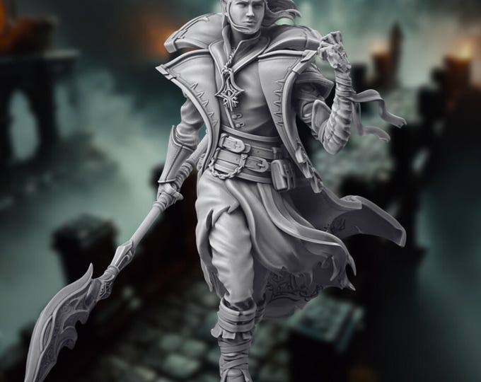 Elven Knight Warlock  Mini | Elf Battlemage Miniature | By Nerikson