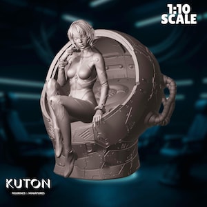 Sci-fi Female Navigator Model Kit | 1:10 Scale Cybernetic Female Pilot Figure | By Kuton Figurines