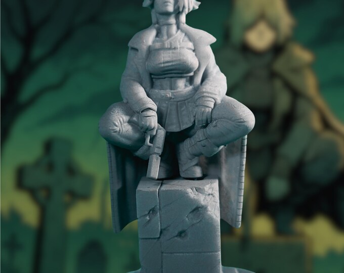 Hooded Vigilante Girl Mini w/ SFW-NSFW Options | Graveyard Gothic Girl Miniature for Zombie TTRPGs | By Gaz Mini's