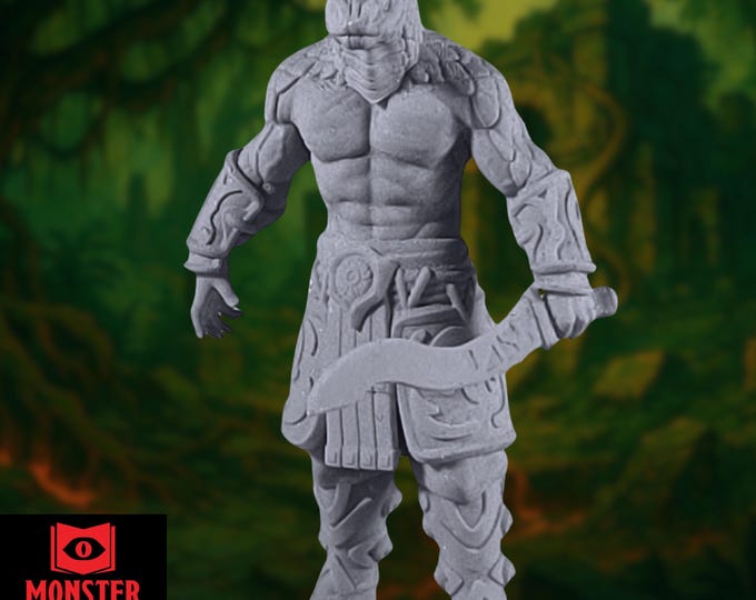 Snakefolk Fighter Mini | Scaled Reptile Champion for Temple and Ancient Ruin Encounters | By Monster Atlas