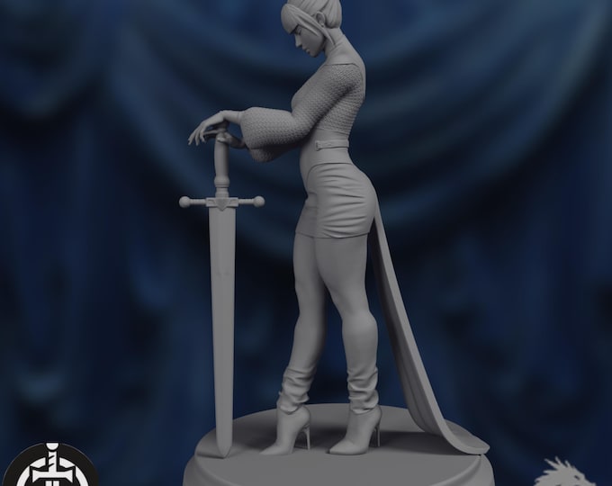 Contemplative Female Swordmaster Mini | Battle Master Fighter | Elite NPC | By Broken Swords