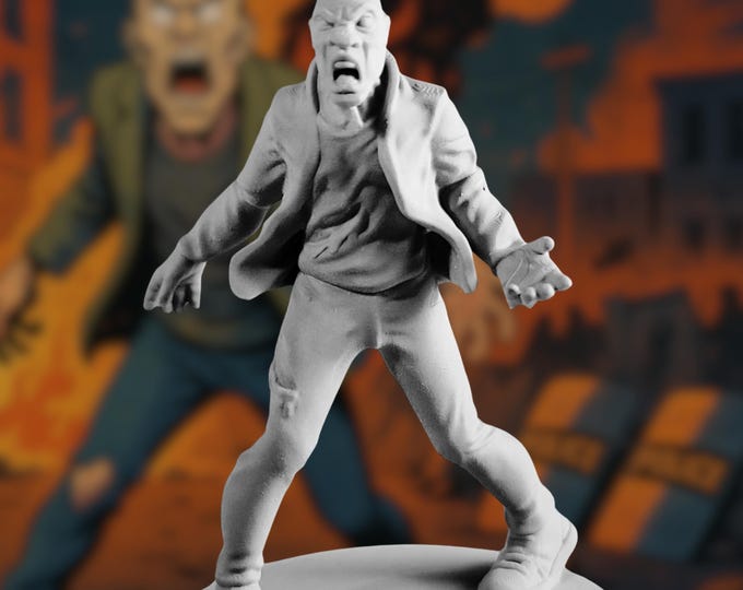 Violent Male Zombie Mini | Hostile Undead Walker | Wasteland, Walking Dead, AFMBE, Project Z, Everyday Heroes | Vaultz Minis