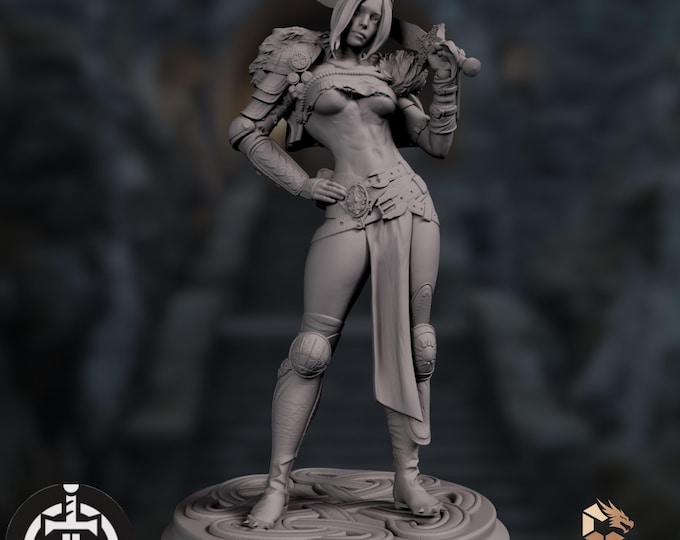 SFW/NSFW Female Warrior Mini | Fighter or Barbarian Miniature | Sword Fighter | Broken Swords
