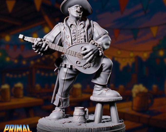Orc Bard Mini | 32–75mm Orc Musician Adventurer Miniature | Singing Performer NPC | By Primal Collectibles