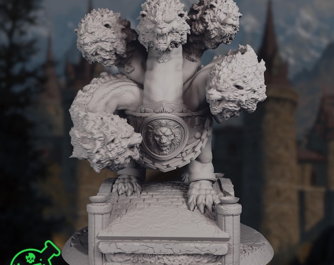 Lion-Headed Hydra Mini | Large Mythical Beast Encounter | 32mm Large Creature | By TPK Lab