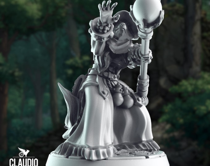 Fox Witch Mini | Female Fox Wizard Miniature | Woodland Sorcerer with Staff | By Claudio Casini Art