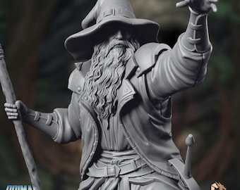Mythros Human Wizard Mini | Ancient Druid Wanderer Miniature | 32mm–75mm Cinematic Resin | By Primal Collectibles