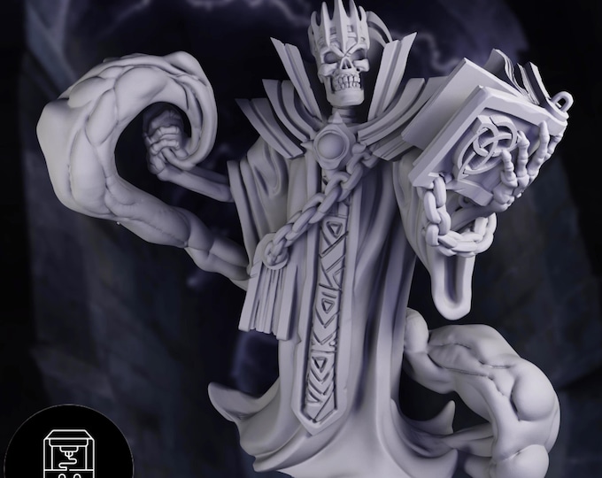 Necromancer Lich Mini | Skeletal Spellcaster Miniature | Undead Master NPC | By Nafarrate Designs