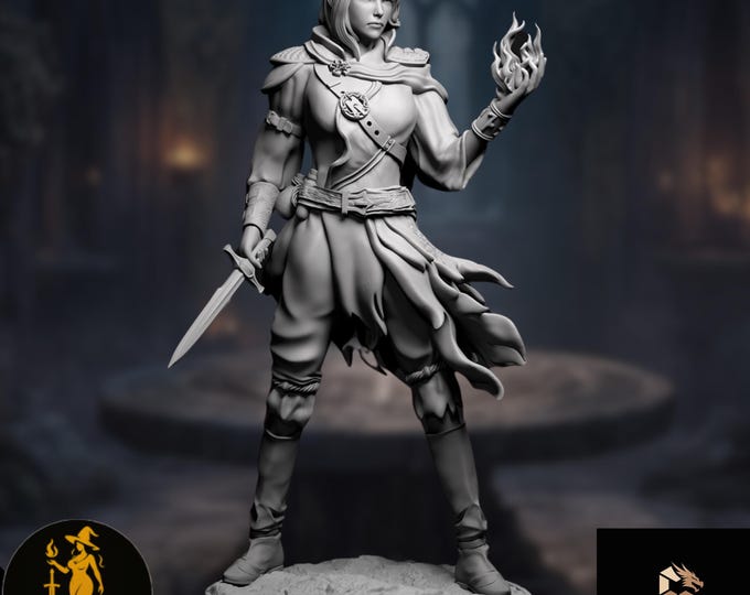 Female Warlock Mini | Hexblade Warlock Miniature | Severina Level One | DartArt3D