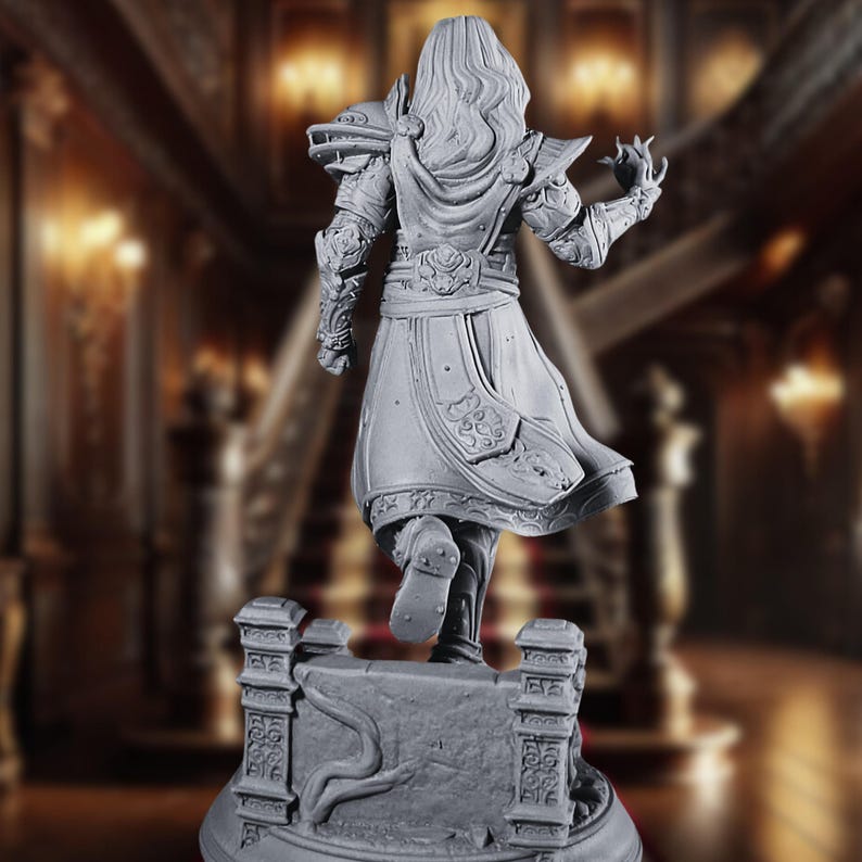 Wizard Rear View Human Sorcerer Miniature: Noble Lord Wizard, Unpainted Resin (32-75 Mm ...