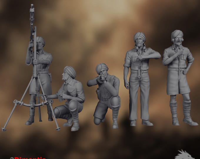 WWII Indian Army Soldiers | British Indian Infantry | Historical Miniatures | By 3Dimontis