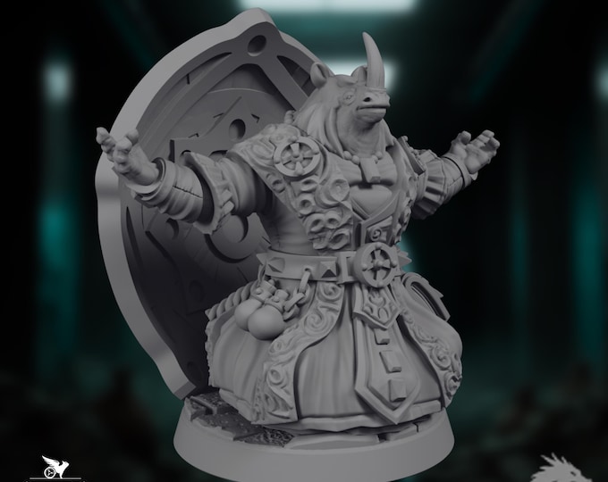 Rhino Cleric Mini | Rhino Wizard Miniature | By Claudio Casini Arts