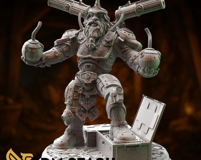 Dwarven Demolitionist Miniature: Resin Explosives Expert by DM Stash