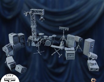 Rock Concert Terrain | Modern Music Venue Stage Scatter | Modular Encounter Scenery | Tiny Furniture