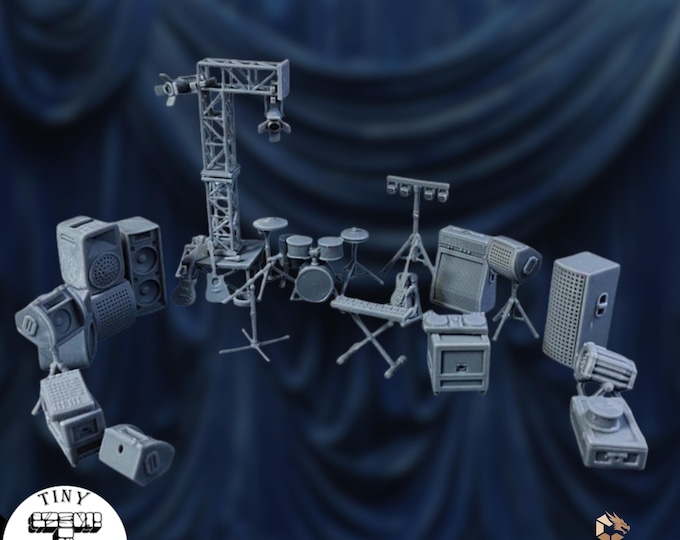Rock Concert Terrain | Modern Music Venue Stage Scatter | Modular Encounter Scenery | Tiny Furniture