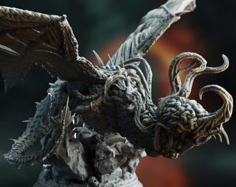 Eldritch Dragon  Mini | Cthulhu-Inspired Nightmare Dragon Miniature | by DM Stash