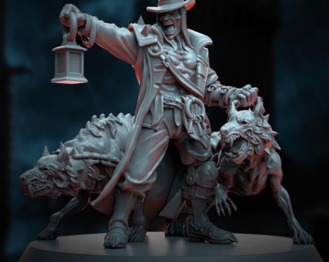 Wasteland Warden Miniature | Post-Apocalyptic Dog Handler Guard Miniature | By Tales Keeper