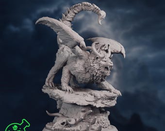 Manticore Monster Mini | Large Mythical Creature Miniature | Winged Lion Beast with Scorpion Tail | By TPK Labs