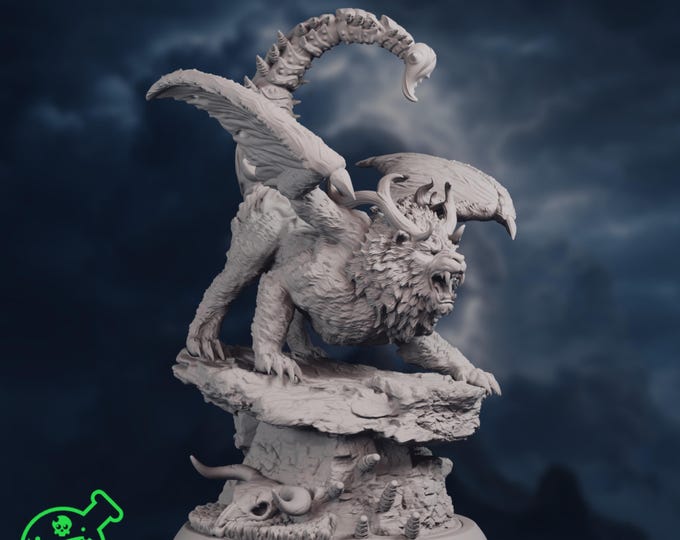 Manticore Monster Mini | Large Mythical Creature Miniature | Winged Lion Beast with Scorpion Tail | By TPK Labs