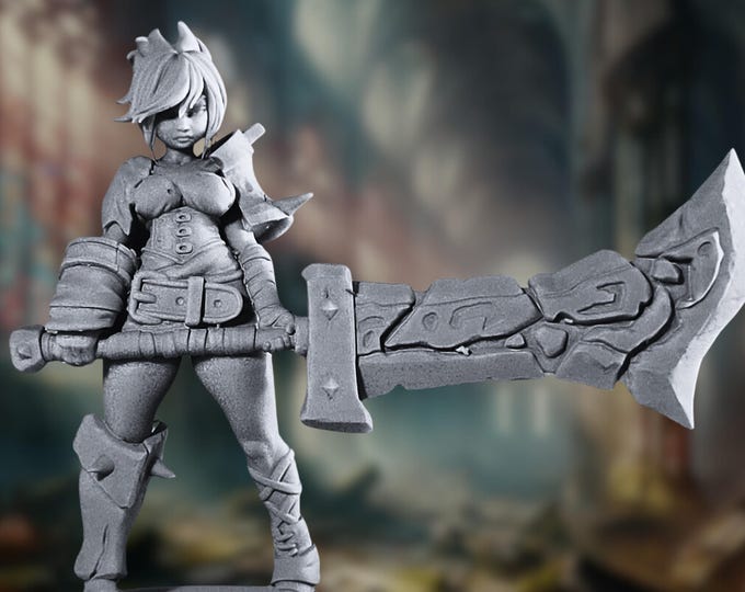 Female Barbarian NSFW Mini | Stonebreaker Warrior | 32 mm-54 mm Scales | Gaz Mini's