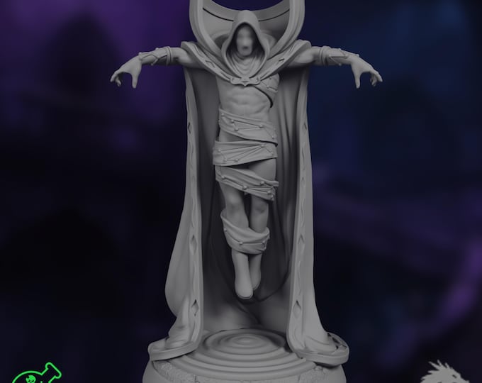 Faceless Warlock Mini | Undead Patron Miniature | Floating Hooded Horror NPC | TPK Labs