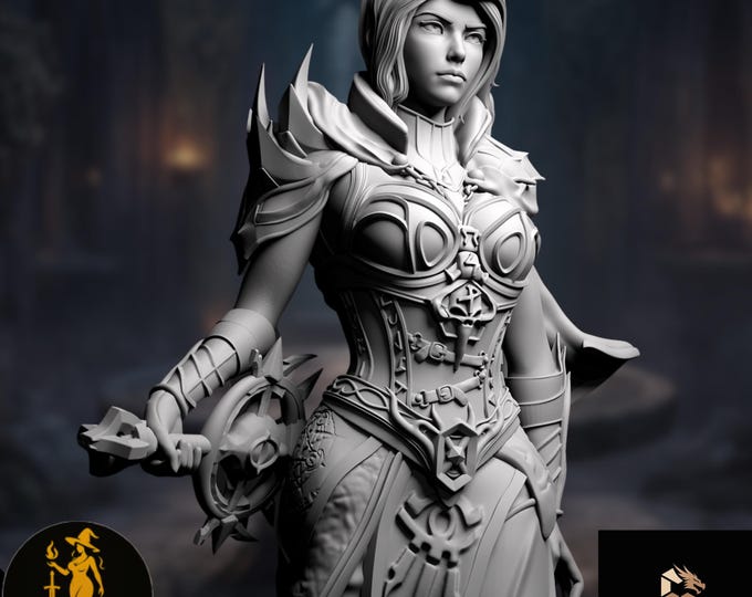 Female Human Warlock Mini | Eldritch Warrior Miniature | Severina Level Three | DartArt3D