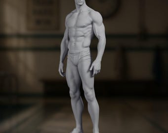 Olympic Male Swimmer Mini | Competitive Pool Athlete Miniature | 32mm–75mm Modern Resin Sport Pose | By Jukes3D
