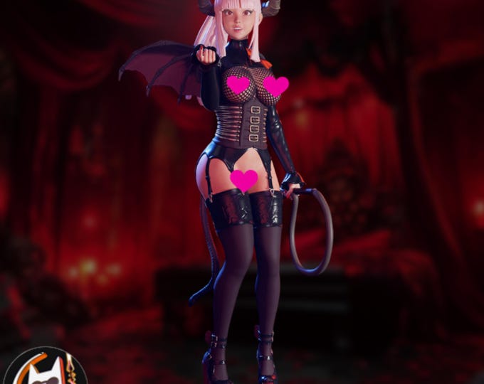 Sexy Succubus Resin Model Kit | NSFW Demon Mistress with Wings & Whip | NSFW Display Statue | By Chagarin
