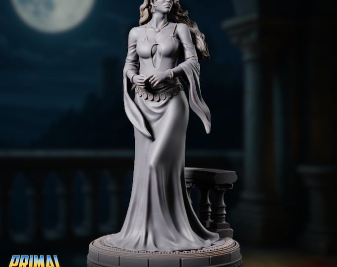 Human Princess Miniature | Elegant Court Lady or Priestess Mini | Flowing Gown and Jewelry Display Piece | By Primal Collectibles