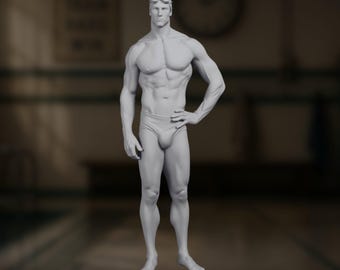 Olympic Swimmer Mini | Elite Pool Male Athlete Miniature | 32mm–75mm Modern Resin Sport Pose | By Jukes3D